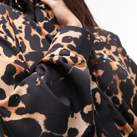 Topshop animal print shirt in multi size 8 - Picture 4 of 8